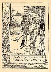 Howard Pyle's classic illustration of Robin and Friar Tuck's first meeting.