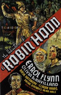 Movie poster from The Adventures of Robin Hood starring Errol Flynn