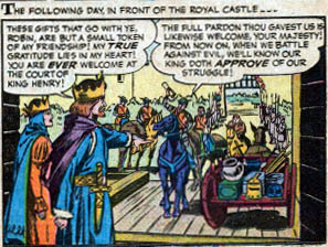 Robin Hood's pardon in The Menace of the Royal Assassins in Robin Hood Tales #5, Quality Comics, 1956. Art by Matt Baker and Chuck Cuidera.