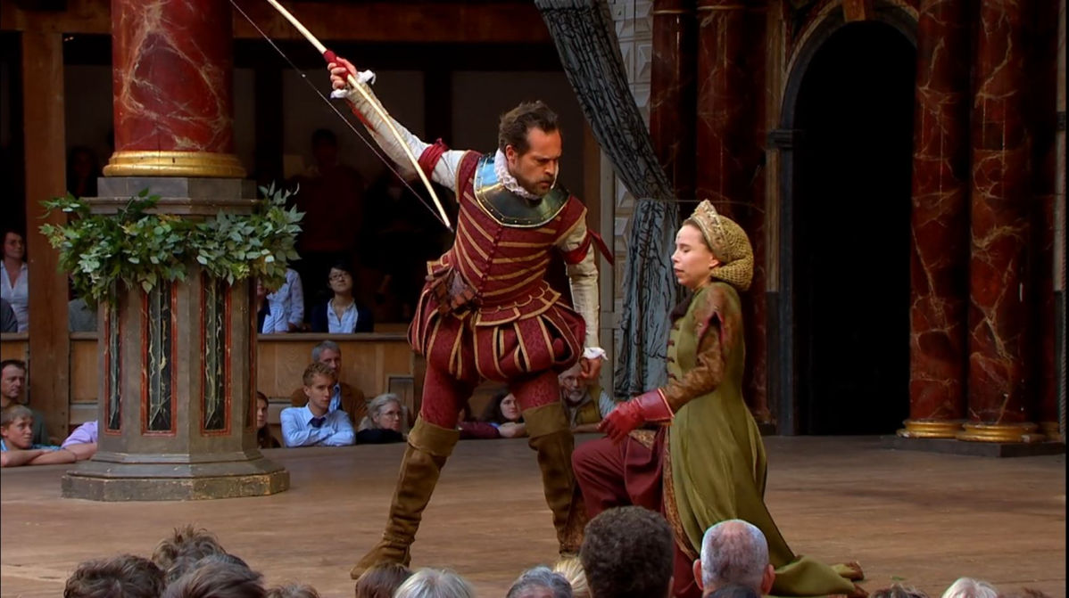 Theseus subdues Hippolyta in the Dream at Shakespeare's Globe
