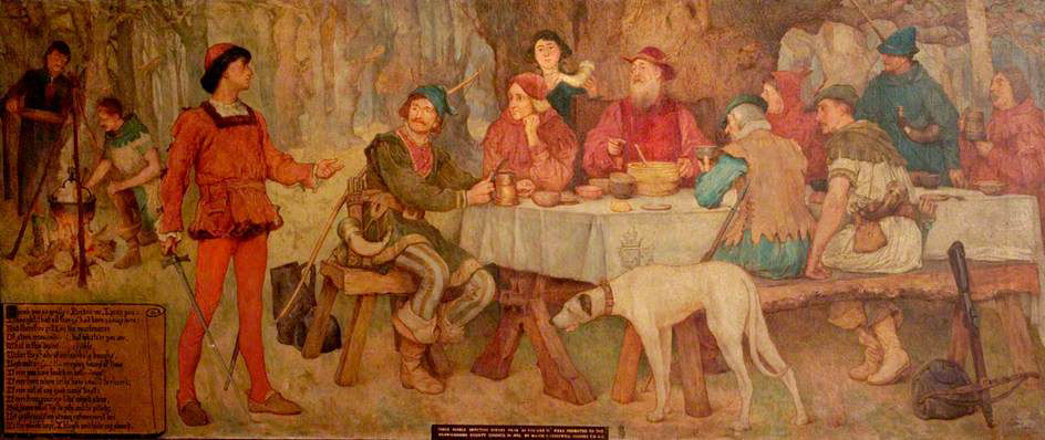 Duke Senior lives like Old Robin Hood in this painting by Frederick William Davis of As You Like It in Warwick Shire Hall