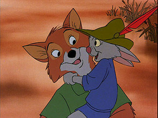 Robin Hood as cartoon fox from the 1973 Disney film