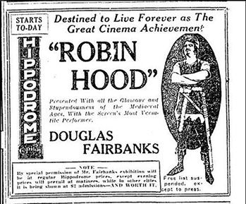 Toronto ad for 1922 Robin Hood with Douglas Fairbanks
