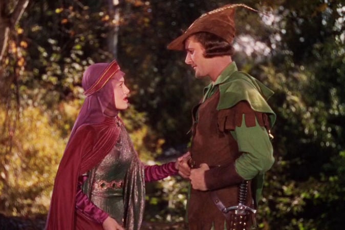 Link to the Films and Fantasy section, image of Errol Flynn and Olivia de Havilland as Robin and Marian