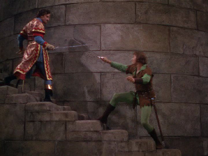 Basil Rathbone and Errol Flynn in their iconic swordfight