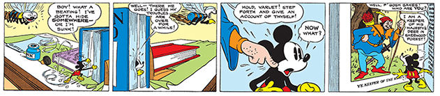Mickey enters a Robin Hood storybook by Floyd Gottfredson