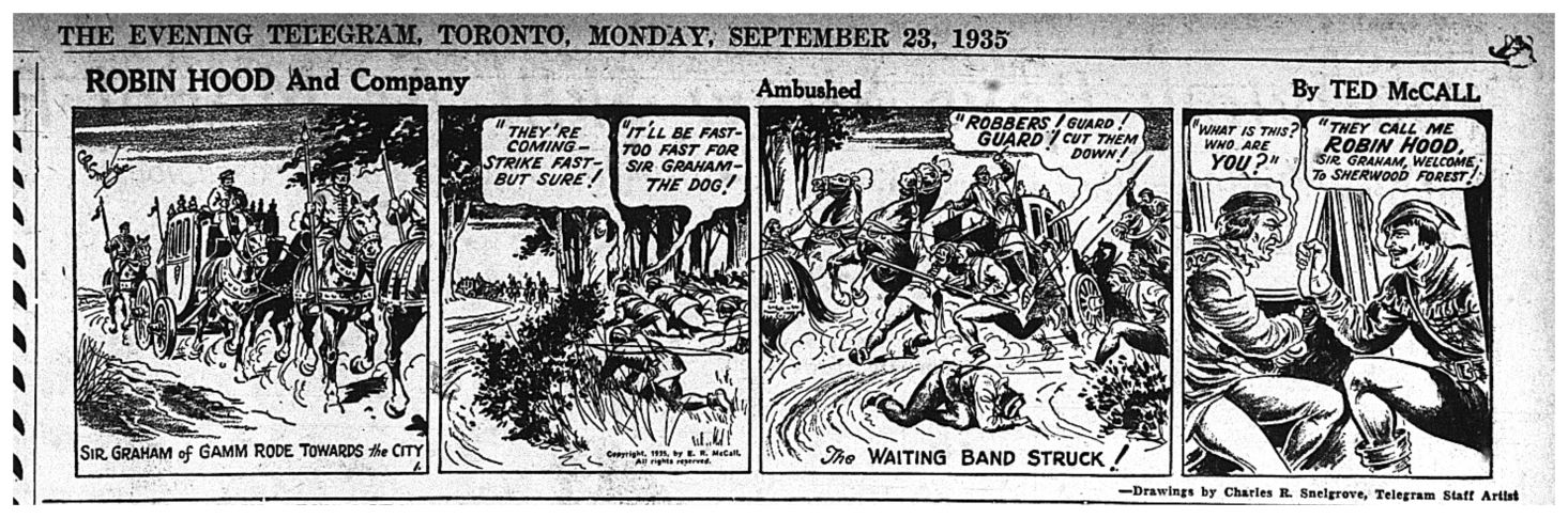 The first Robin Hood and Company strip by Ted Mcall and Charles Snelgrove. (C) Ted McCall