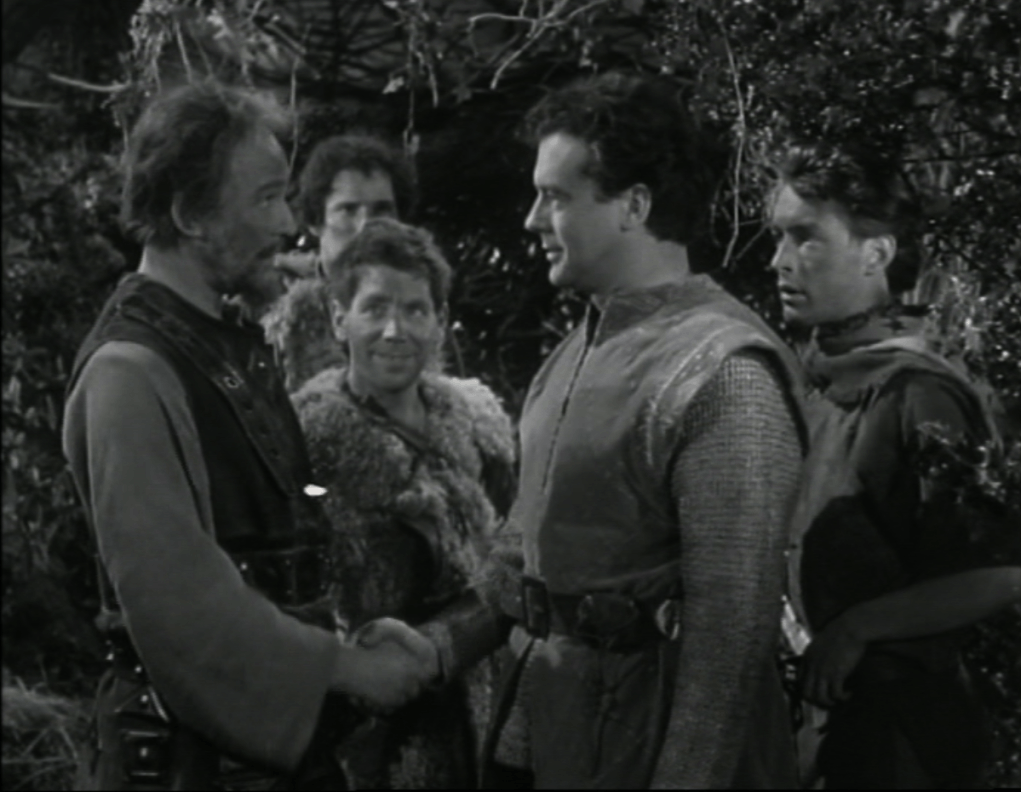 Will and Robin shake hands as Robin is renamed "Robin ... of the Hood"