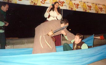 Robin Hood at the Friar's mercy from the PLS performance of Robin Hood and the Friar at the 2001 conference